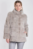 DIVINE CASHMERE GREIGE MINK JACKET FUR COAT Size I 42 UK 10 US 6 ladies