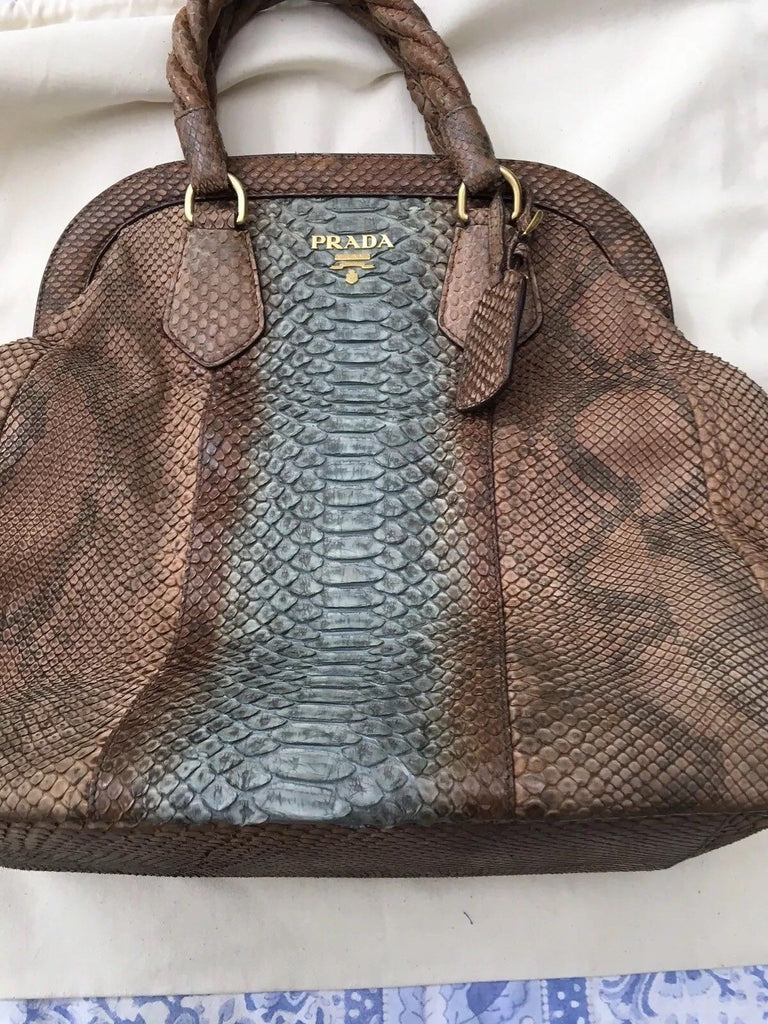 PRADA Python Frame Top Tote Natural 100% AUTHENTIC Bag Handbag