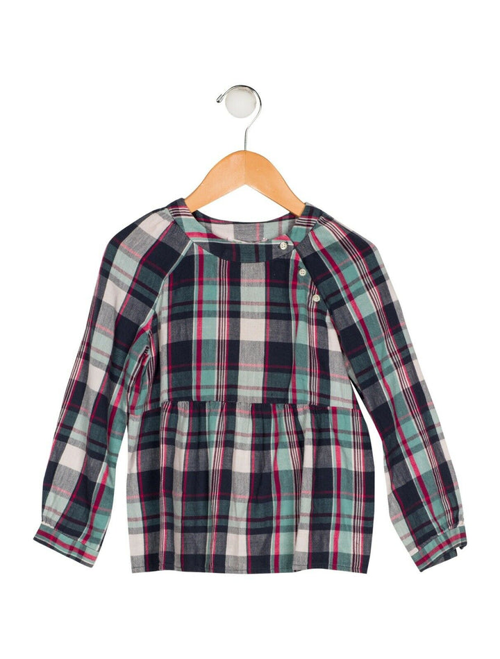 BONPOINT Girls’ Plaid Check BLOUSE SIZE 4 YEARS children