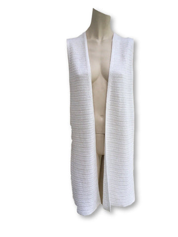 Loro Piana White Tobago Knit Linen-Silk Gilet Long Vest  Ladies