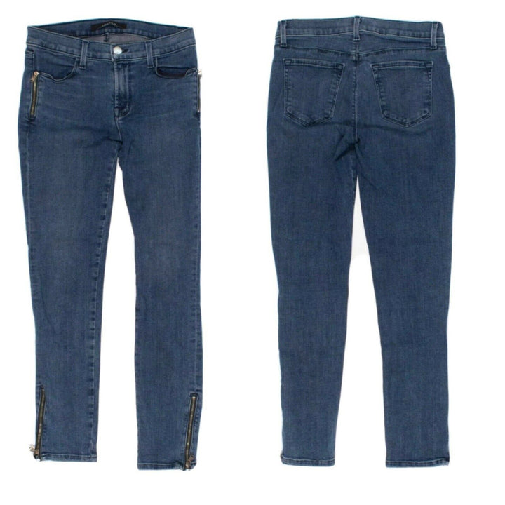 MOST WANTED J Brand Tali Zip Pocket Skinny Denim Jeans In Rumor Blue SIZE 25 ladies