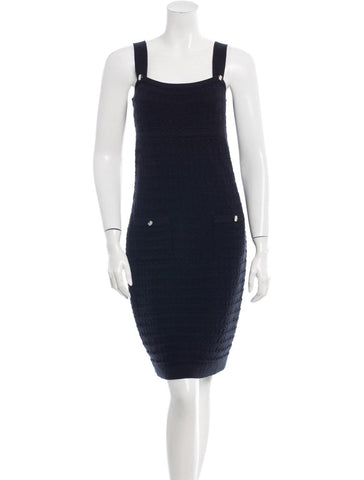 CHANEL Black Knit LBD Cotton Cashmere Blend Dress Ladies