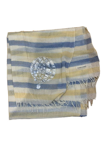 Tsumori Chisato Thin Knit Silver print scarf fringe trim scarf shawl AMAZING ladies