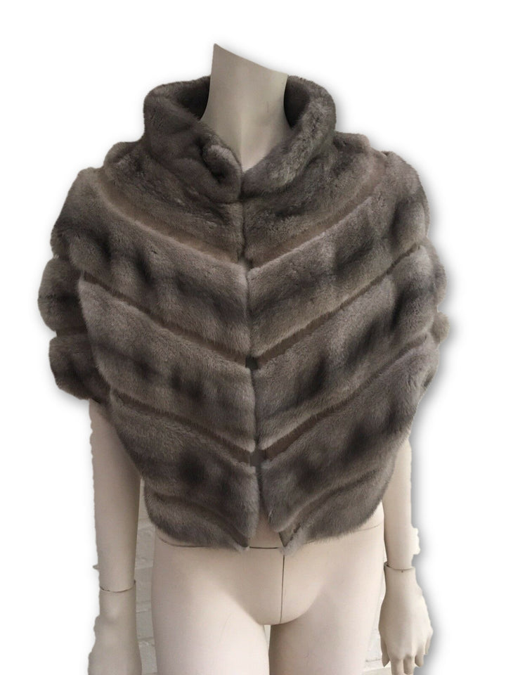 Birger Christensen Real Mink Fur Suede Insert Capelet Bolero Cropped Cape Ladies