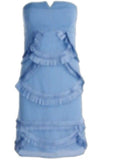 Reiss Womens Blue Blondie Ruffle Bandeau Strapless Mini Dress  Ladies