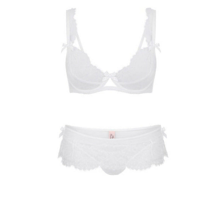 Agent Provocateur White Lace SEXY BRA+OUVERT SET SIZE 3 34B 75B ladies