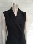 Balenciaga Black Satin-trimmed Crepe Three Button Dress Coat Size F 38 UK 10 Ladies