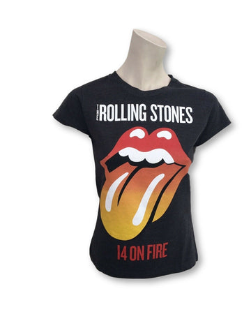 THE ROLLING STONES 14 ON FIRE 2014 AUSTRALASIAN TOUR Top T-shirt  LADIES