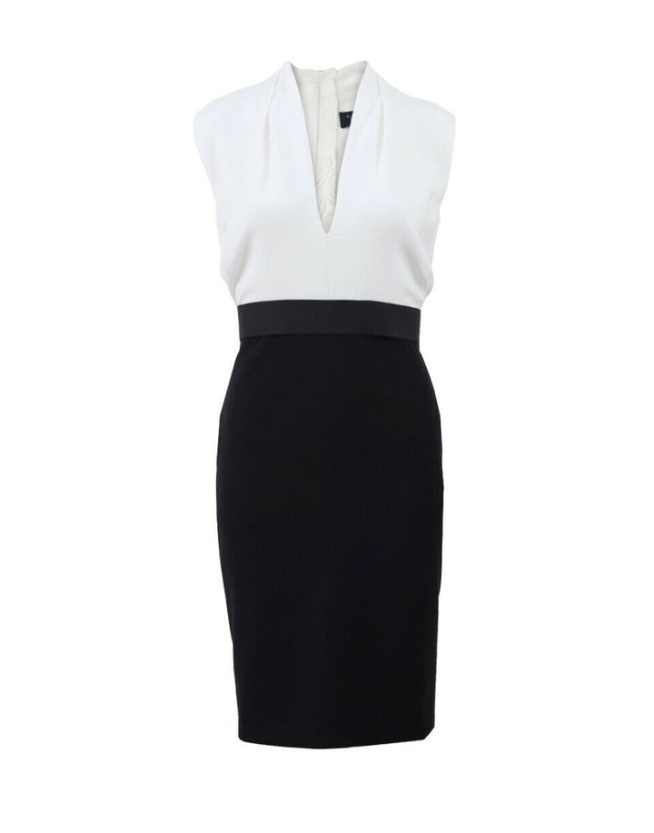 LANVIN TWO TONE BLACK & WHITE CREPE DRESS HIVER 2015  Ladies