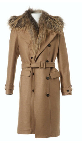 Roberto Cavalli Runaway Beige Fur Trim Coat Size I 40 UK 8 US 4 S SMALL ladies