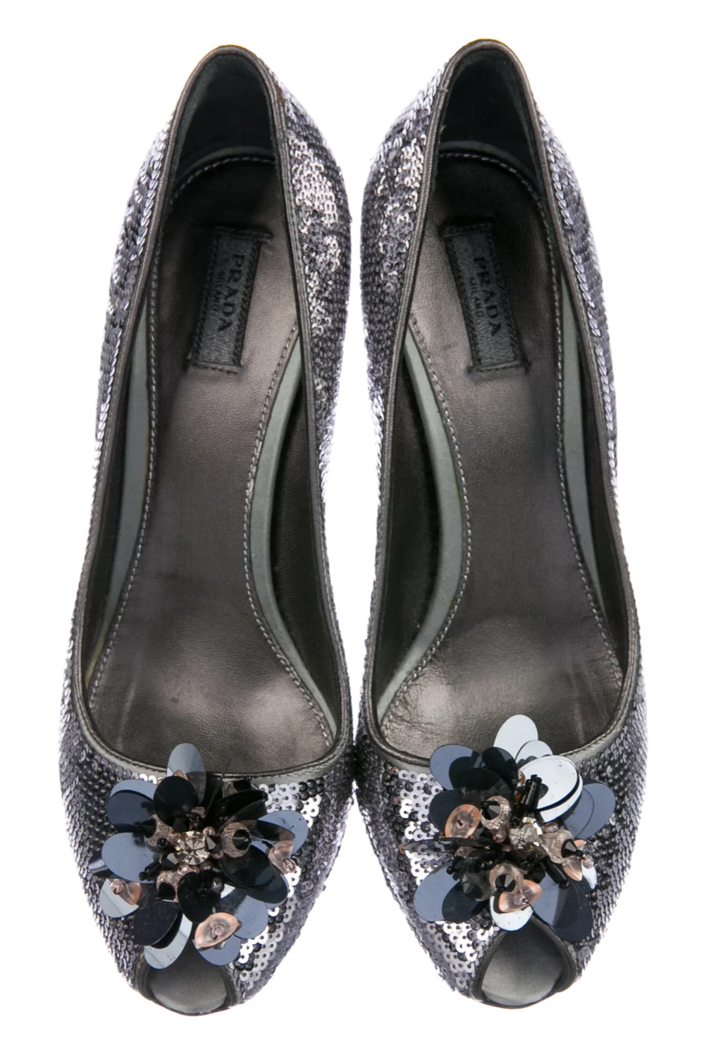 PRADA Sequin Embellishments Pumps Heels Shoes 35 1/2 UK 2.5 US 5.5 ladies