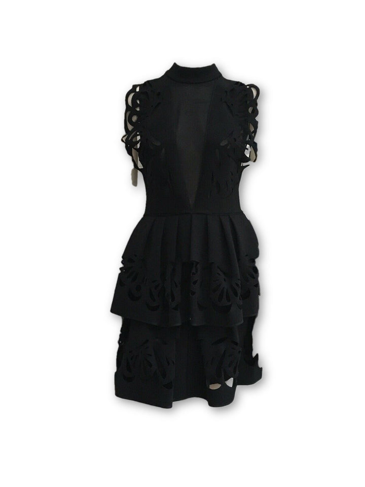 JASMINE DI MILO LASER CUT COUTURE PRONOVIAS WOOL SEXY DRESS  LADIES