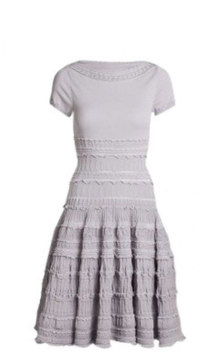 AZZEDINE ALAÏA ALAIA Passiflore Fit & Flare Pleated Lace Dress F 36 UK 8 US 4 Ladies
