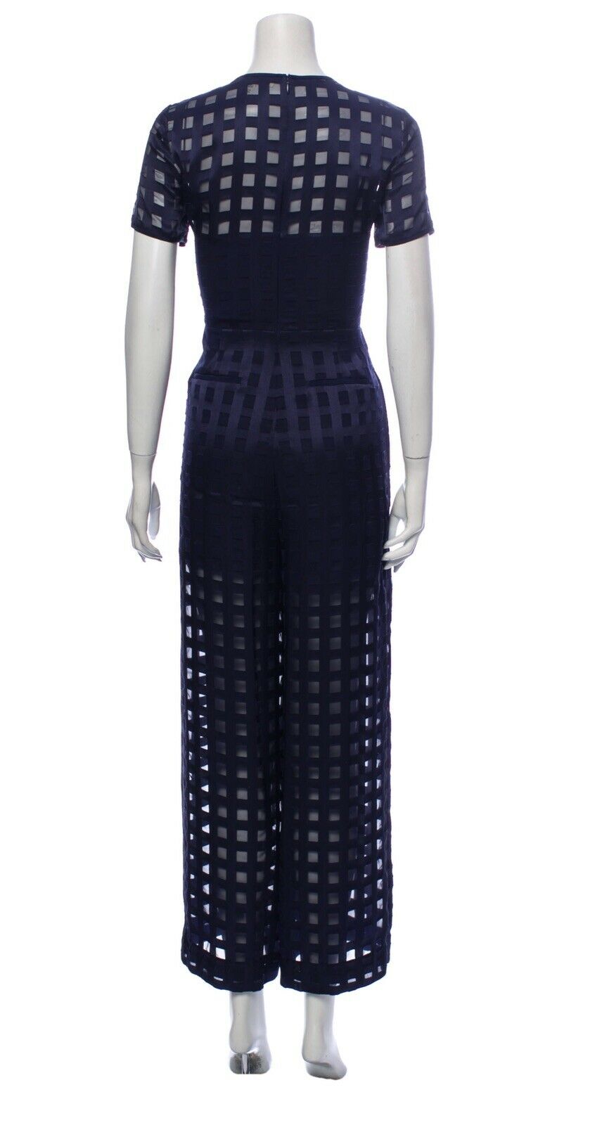 Diane von Furstenberg Navy checked wide leg jumpsuit Size US 4 UK 8 S Small ladies