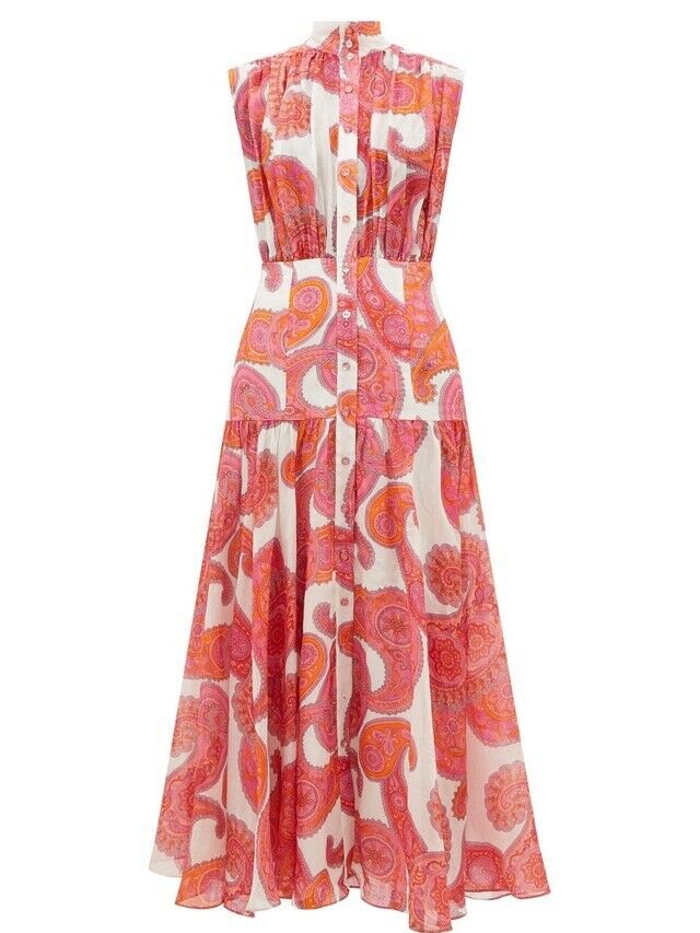 ZIMMERMANN PEGGY PAISLEY PRINT LONG SLEEVELESS SHIRT Dress Size 2 M medium ladies