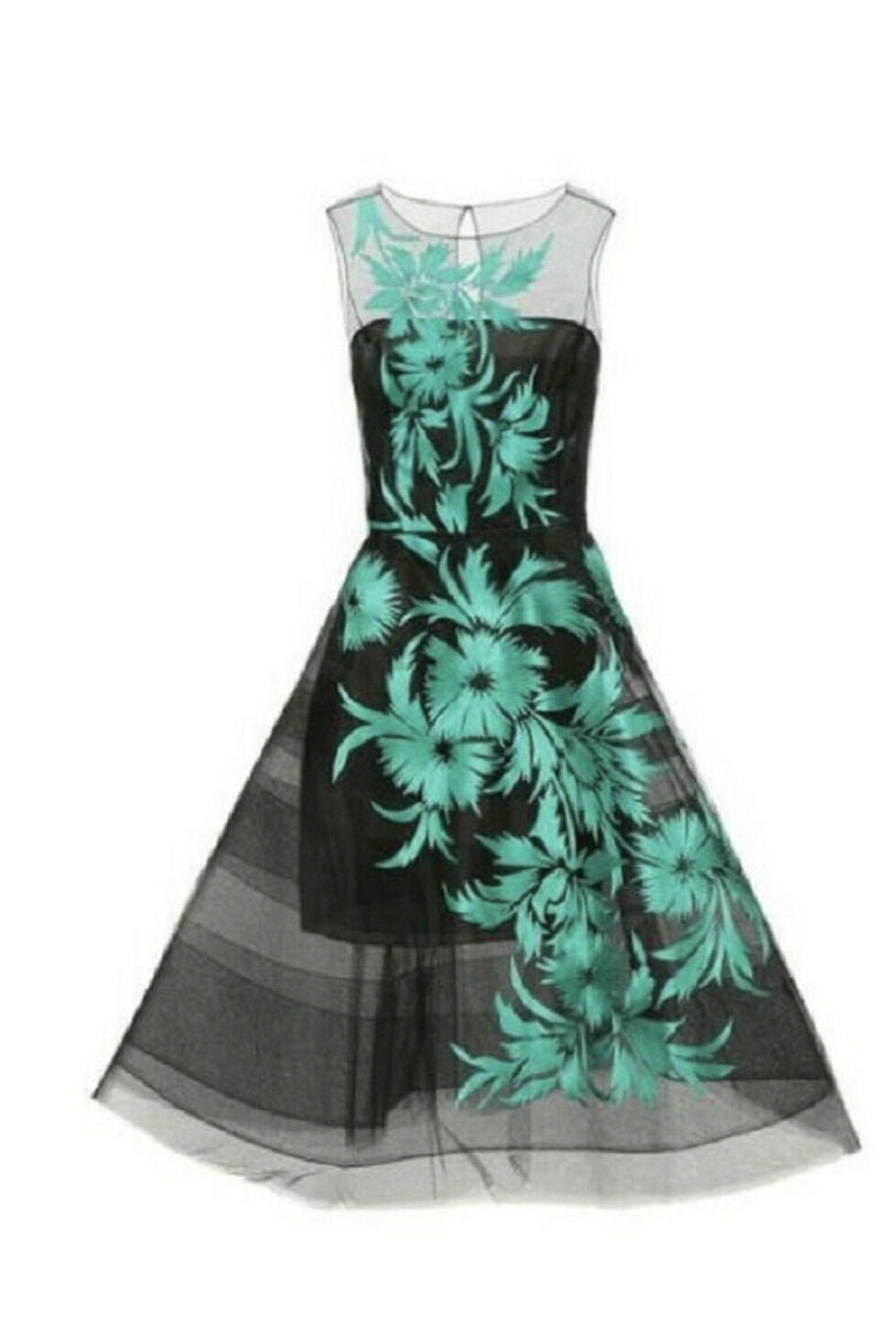 Oscar de la Renta Red Carpet Green Embroidered Gown Dress Size US 6 UK 10 ladies