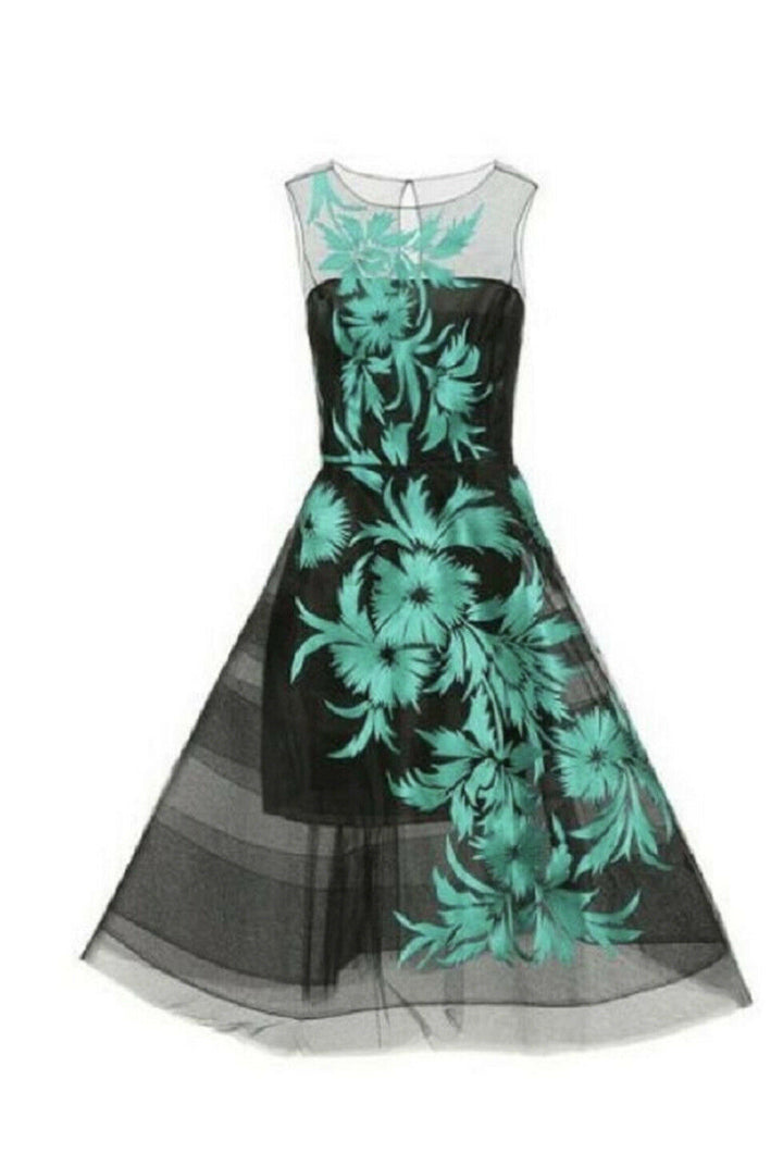 Oscar de la Renta Red Carpet Green Embroidered Gown Dress Size US 6 UK 10 ladies