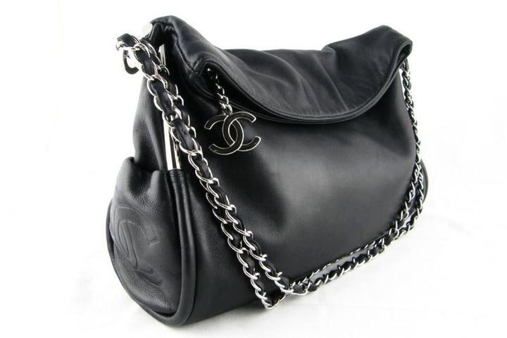 CHANEL Lambskin Large Ultimate Soft Shoulder Bag Hobo in Black Ladies