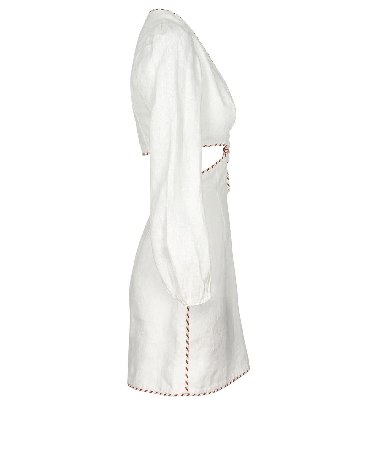 ZIMMERMANN BRAID TRIMMED CUTOUT LINEN MINI DRESS SIZE 0 XS SOLD OUT ladies