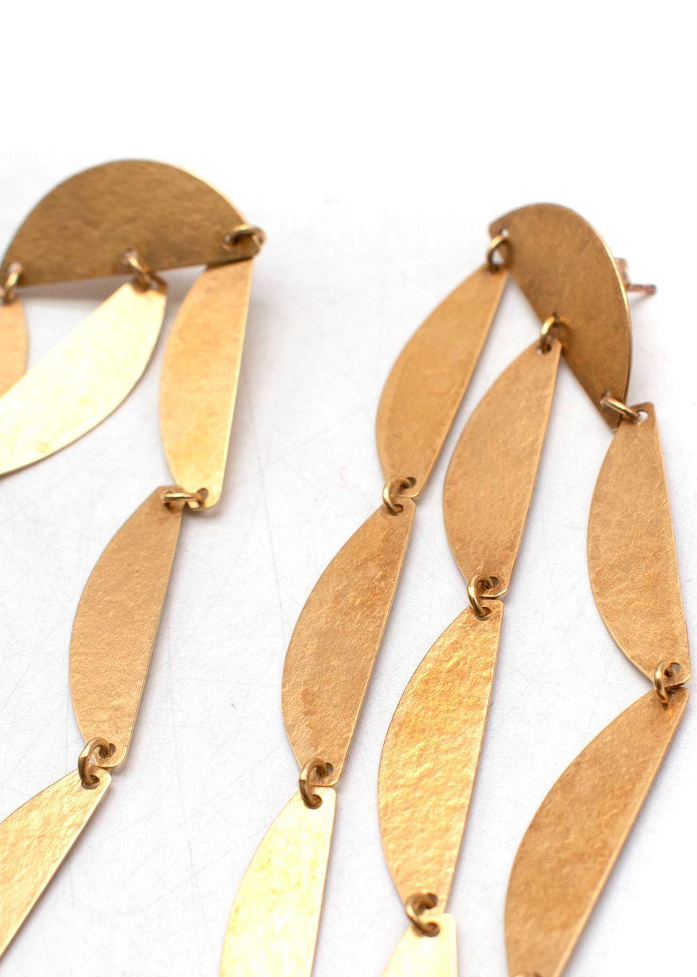 MOST WANTED Large Annie Costello Brown 18k Gold vermeil Rain drop earrings ladies