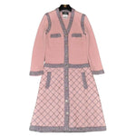 CHANEL RARE Coco Brasserie Tweed Pink Jacket DRESS Camellia buttons Size F 42 ladies