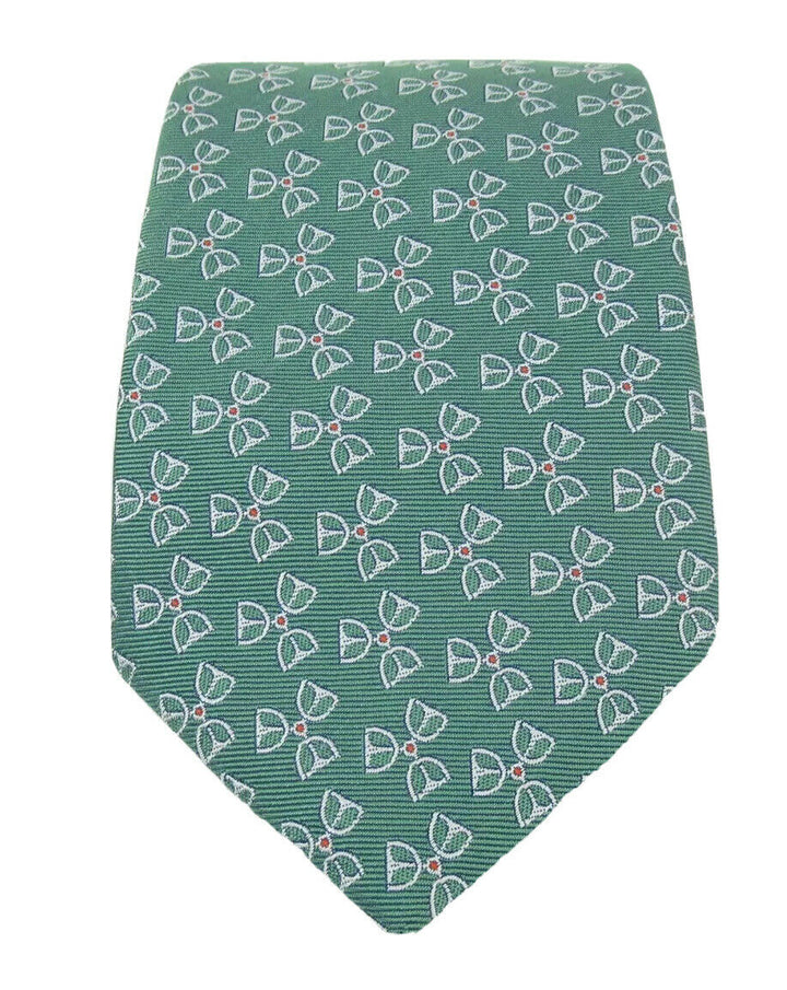 Hermès HERMES Paris Silk 655483 T Green NeckTie 100% AUTHENTIC Men
