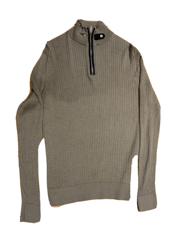 Frank Namani Pure Cashmere and Silk Knit Leather Trim Jumper Sweater Size 52 men.