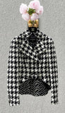 Chanel 2019 Houndstooth Cropped Wool Blazer Jacket Size F 44 ladies