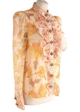 ZIMMERMANN Metallic Tempo Embellished Floral-print Blouse Size 0 XS ladies