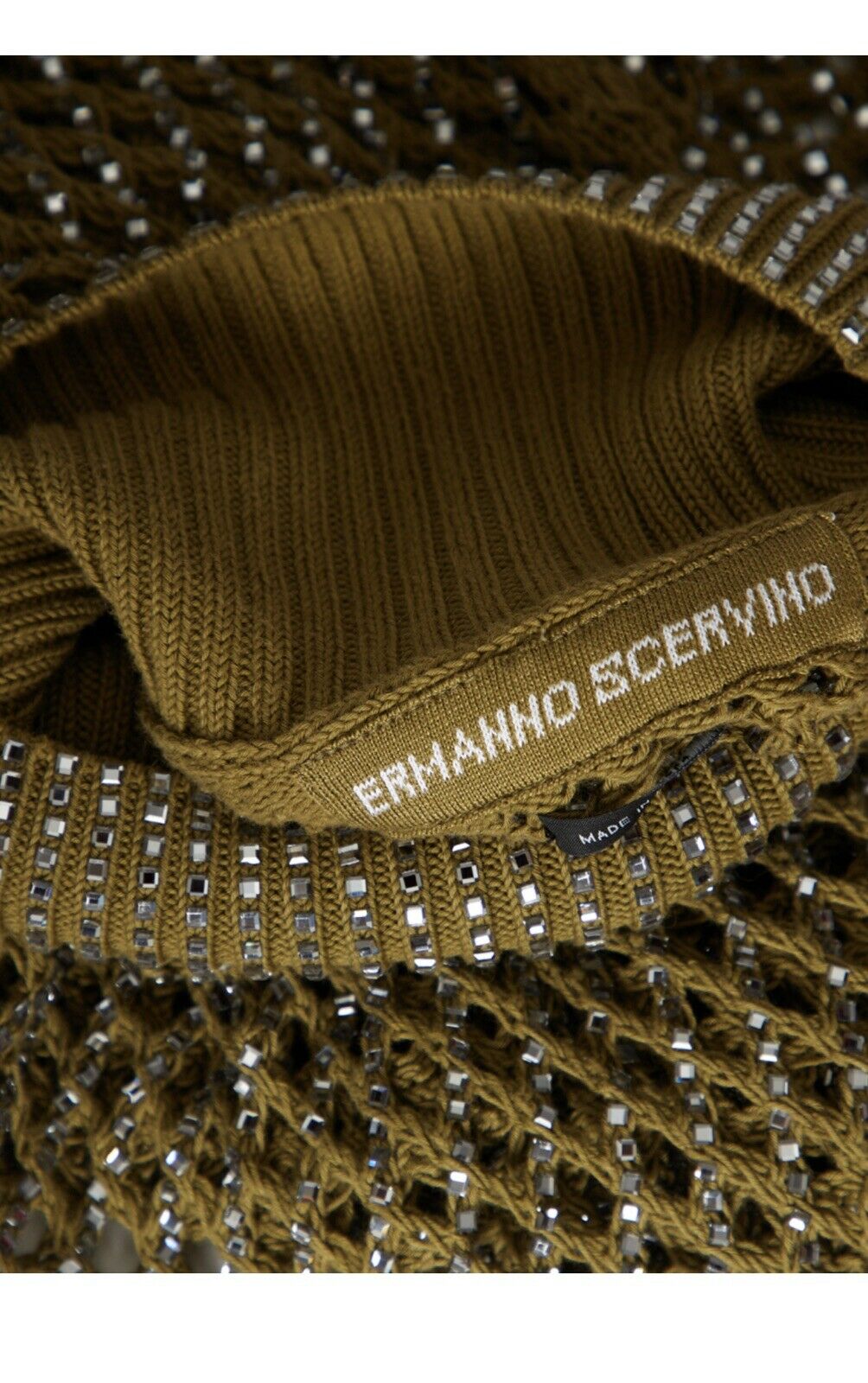 Ermanno Scervino Crystal embellished open knit Turtleneck Size I 38 UK 6 US 2 XS ladies