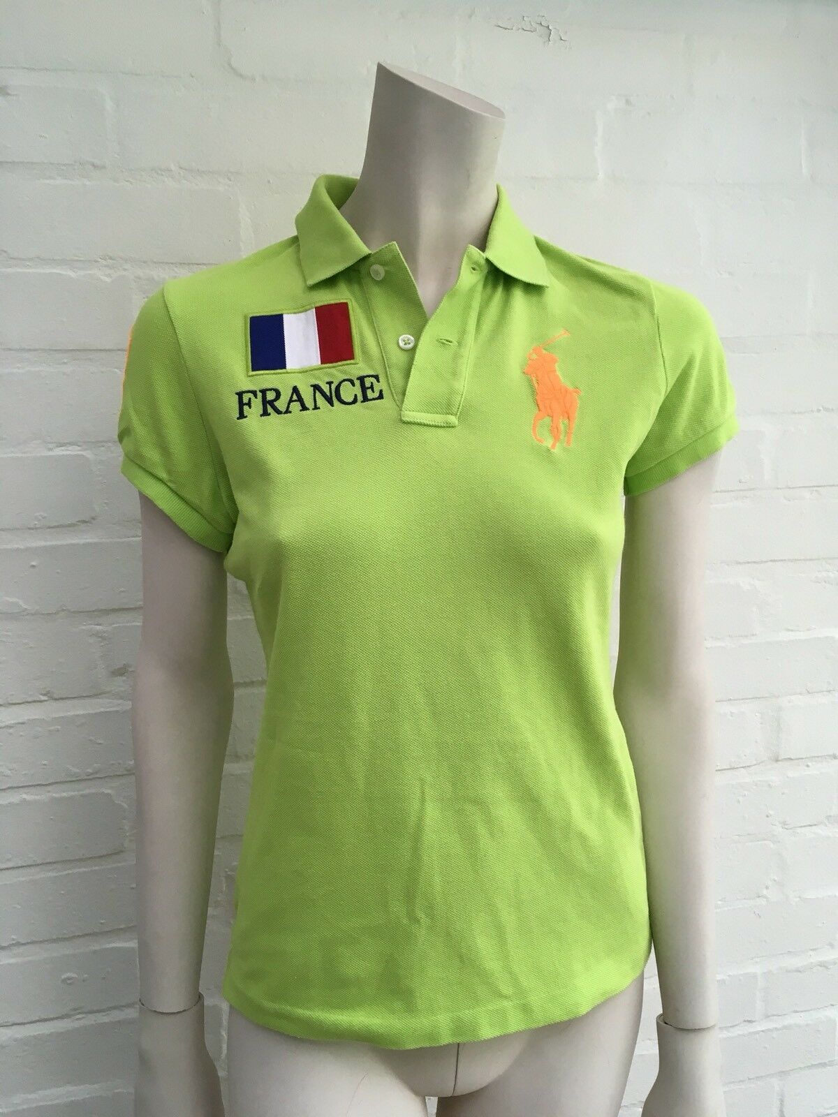Ralph Lauren Green Flag Polo Marathon French Flag T shirt Women Size XS ladies