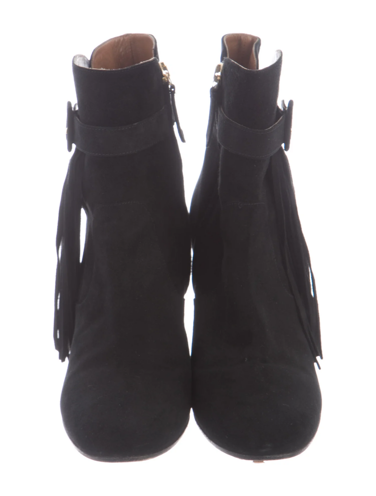 Aquazzura Suede Leather Tassel Boots Size 37.5 US 7.6 UK 4.5 ladies