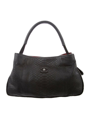 CHANEL Expandable Python Hobo Shopper Bag Handbag Ladies