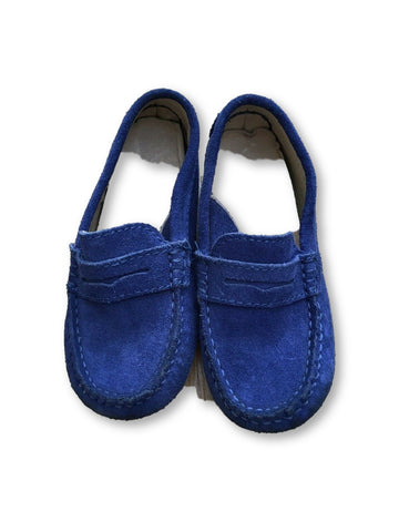 JACADI Blue Leather Shoes Loafers Moccasins Size 27 Boys Children