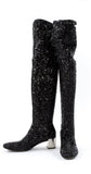 Roger Vivier Polly Sequined Over-the-Knee Tight Boots Size 37 UK 4 US 7 Ladies