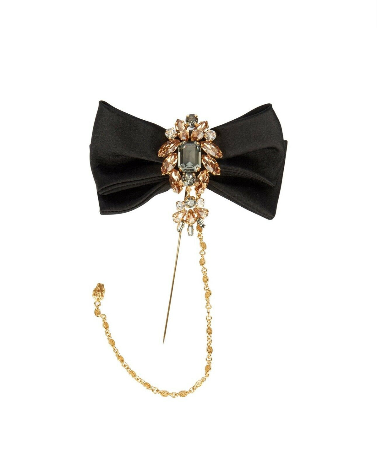 Dolce & Gabbana Satin, gold-tone and Swarovski crystal bow brooch Ladies