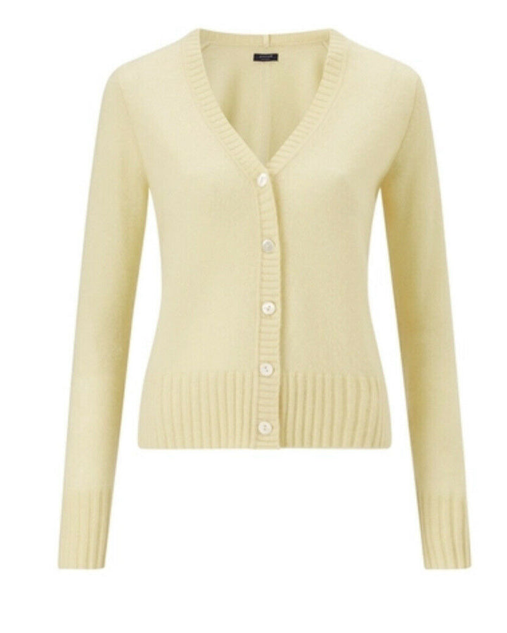 JIGSAW Womens Pure Cashmere Yellow Thin Knit Cardigan Size XS ladies