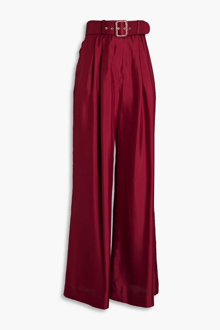 Zimmermann CONCER Plum In Silk Wide Leg Pants Trousers Size 2 M ladies