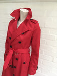 BURBERRY PRORSUM The Sandringham Red Mid-Length Belted Trench US 4 UK 6 I 36 XS Ladies