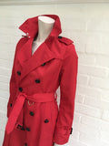 BURBERRY PRORSUM The Sandringham Red Mid-Length Belted Trench US 4 UK 6 I 36 XS Ladies