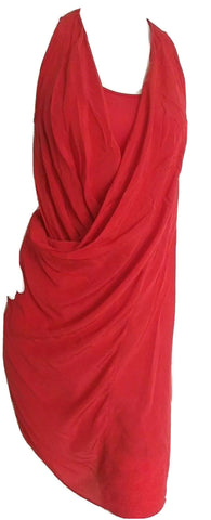 ALLSAINTS Irrochka draped dress red 100%silk Size US 10 ladies