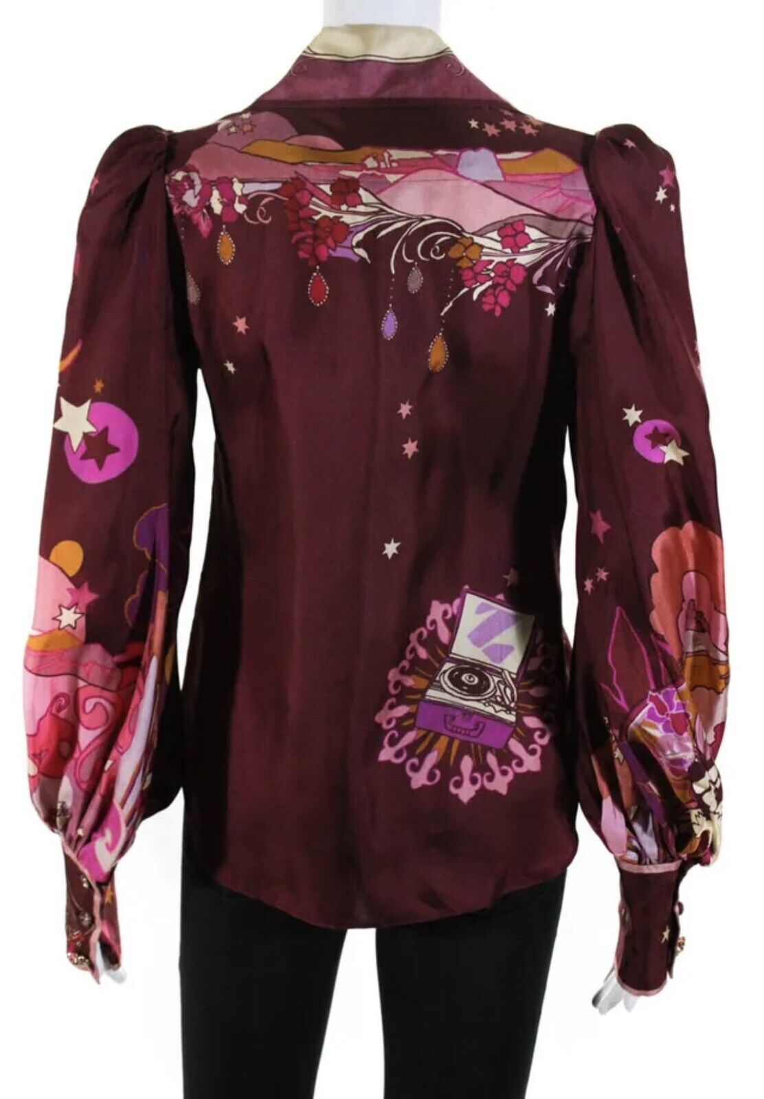 Zimmermann CONCERT STARS BLOUSON BLOUSE Shirt Plum In Silk Size 0 XS ladies