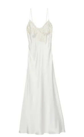 La Perla Women's White Lace Silk Long Nightdress Size IT2 DE 38 FR40 ladies