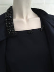 Valentino Jeweled Navy Coat + Dress Set Suit SO ELEGANT Size UK 8 US 4 S Small Ladies