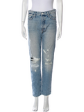 MOTHER LIMITED 2021 Blue Distressed Mystical 'the Trickster' Straight Jeans 26 ladies