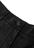New Chanel Runway 2021 Cruise 21C Black Leather Shorts Crystal cc Logo NWT 36 ladies