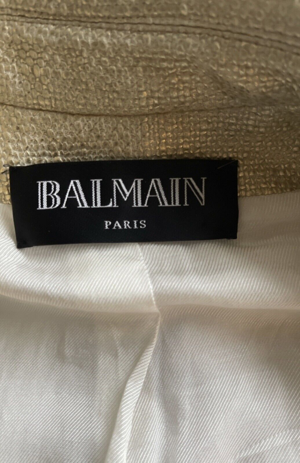 Super rare Balmain Gold Tweed Blazer Jacket Size F 34 US 0/2 UK 4 XXS ladies