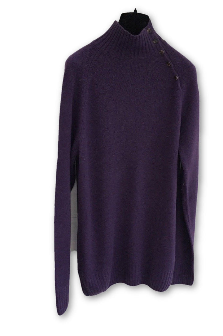 LORO PIANA Purple Pure Cashmere Mock Neck Sweater Jumper  Men