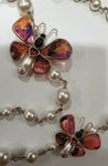 CHANEL Multicolor Gripoix Butterfly Pearl Long Necklace ladies
