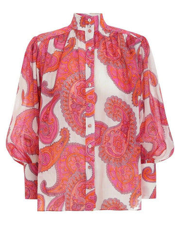 ZIMMERMANN Peggy bishop-sleeve paisley-print Billow blouse shirt Size 1 ladies